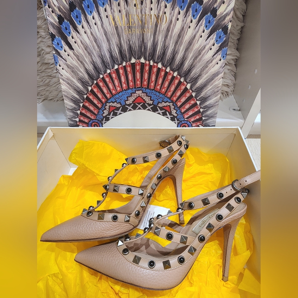 Valentino Beige Studded Women's Heels Genuine